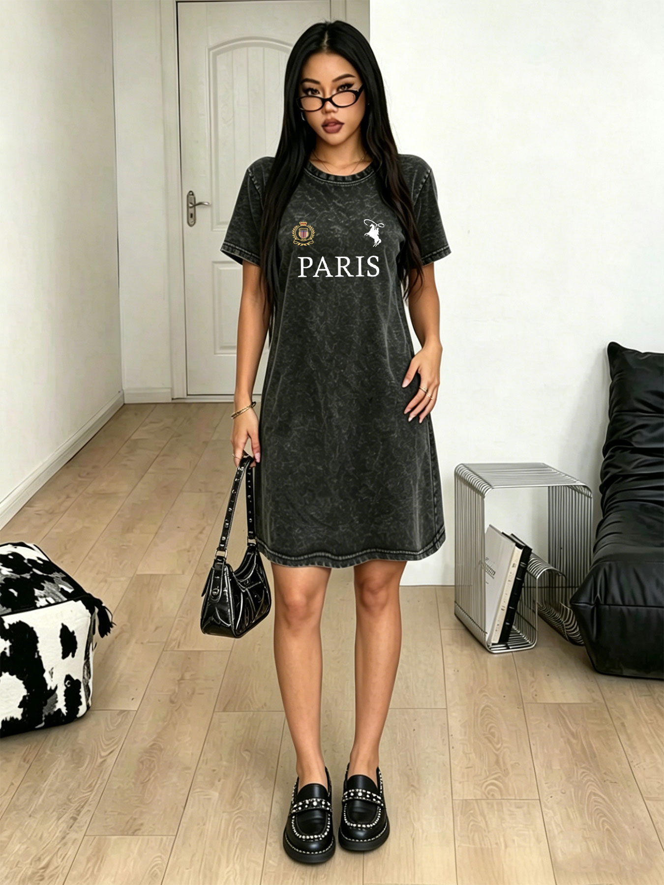 Streetwear Brand Paris - Women's washed vintage T-shirt dress, fashion