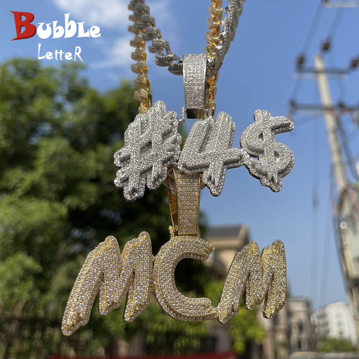 Streetwear Brand Accessories - Bubble Letter Personalized Necklace Men Customized