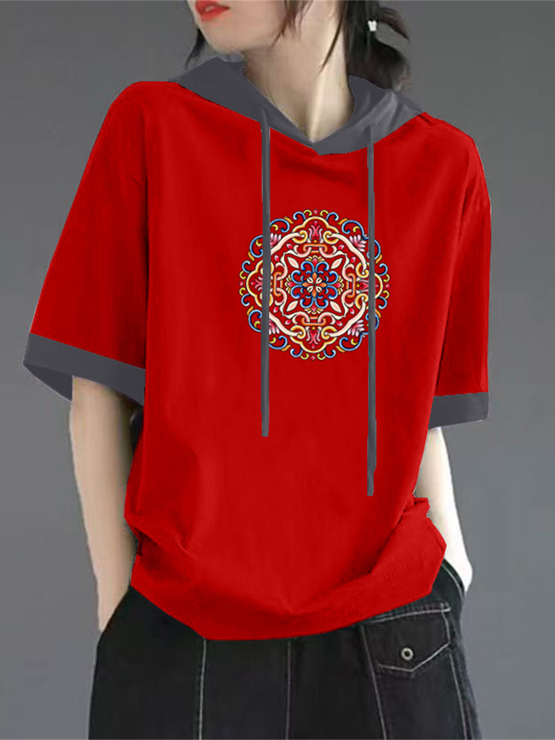 Red Pure Cotton Short Sleeve T - Streetwear High End Brand avis et prix