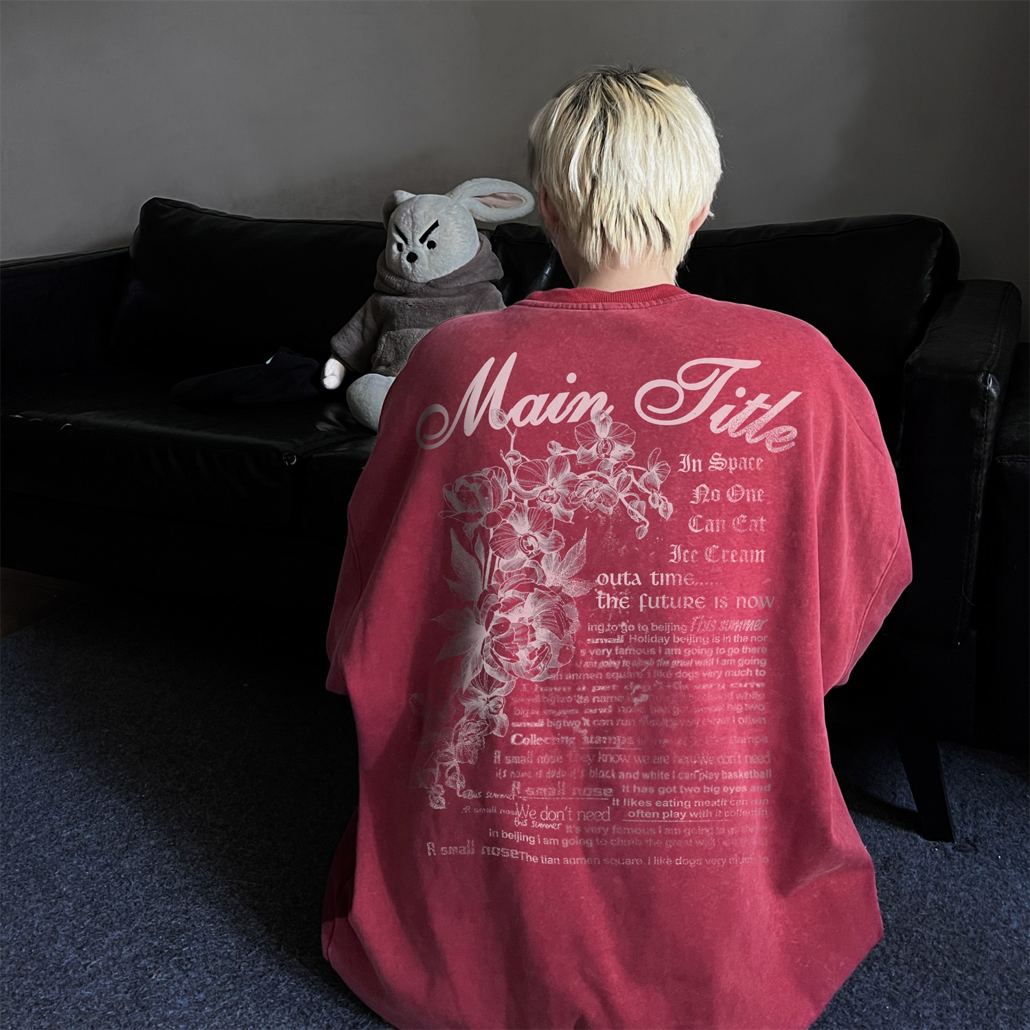 Retro Washed Oversize Hoodie M - Streetwear Brand With Flowers avis et prix