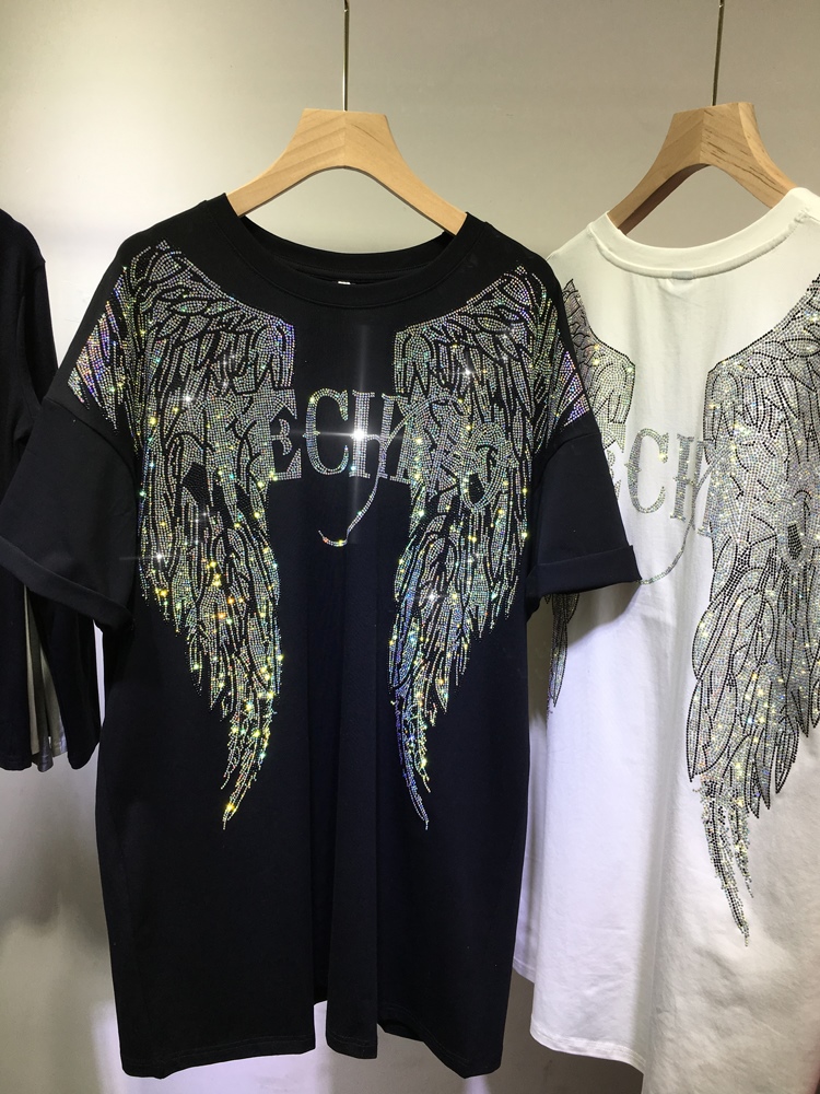 L-4XL Oversize Rhinestone Ange - Streetwear Brand Shirts avis et prix