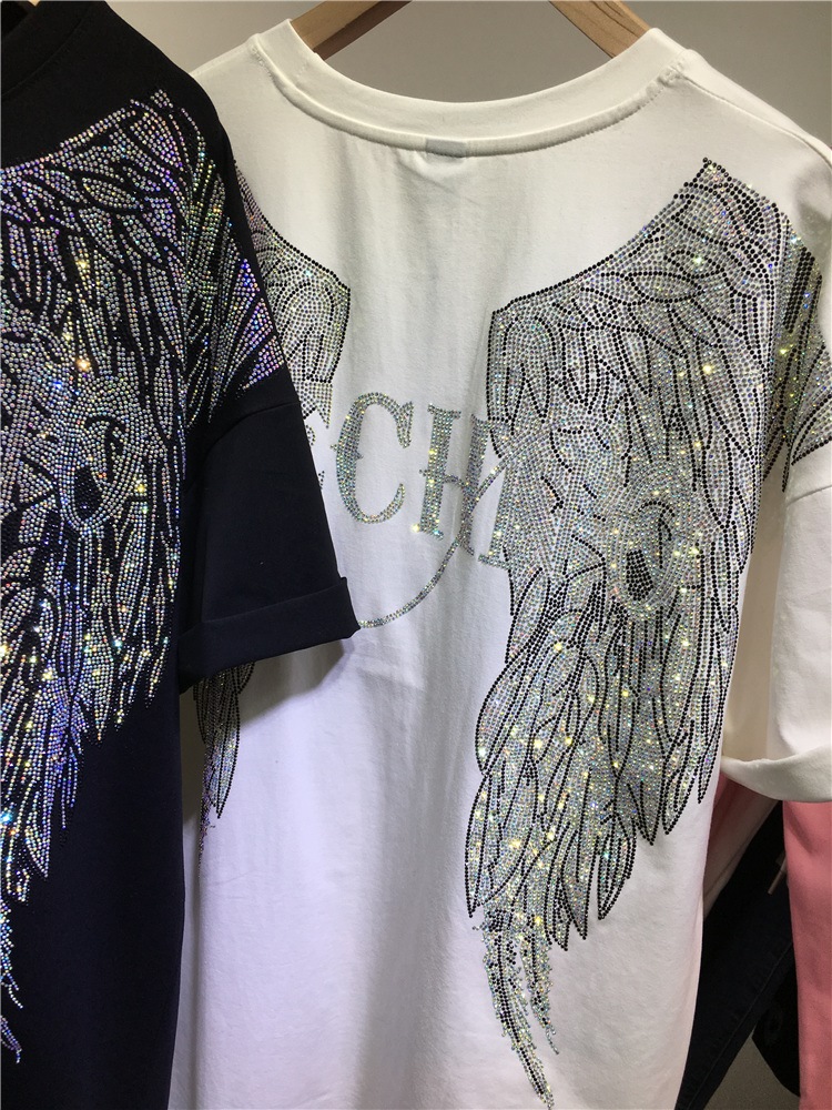 L-4XL Oversize Rhinestone Ange - Streetwear Brand Shirts avis et prix