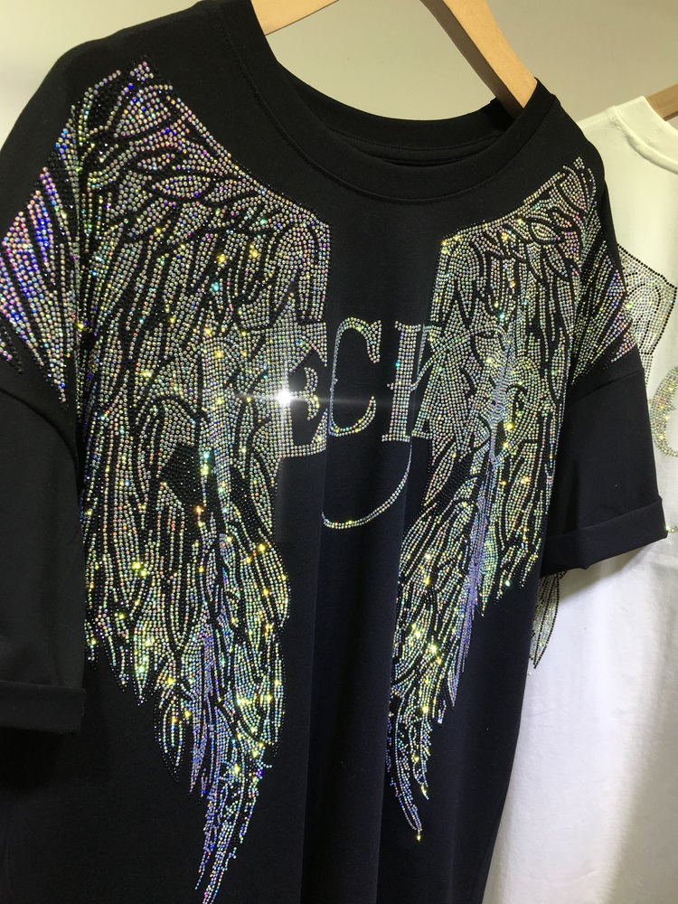 L-4XL Oversize Rhinestone Ange - Streetwear Brand Shirts avis et prix