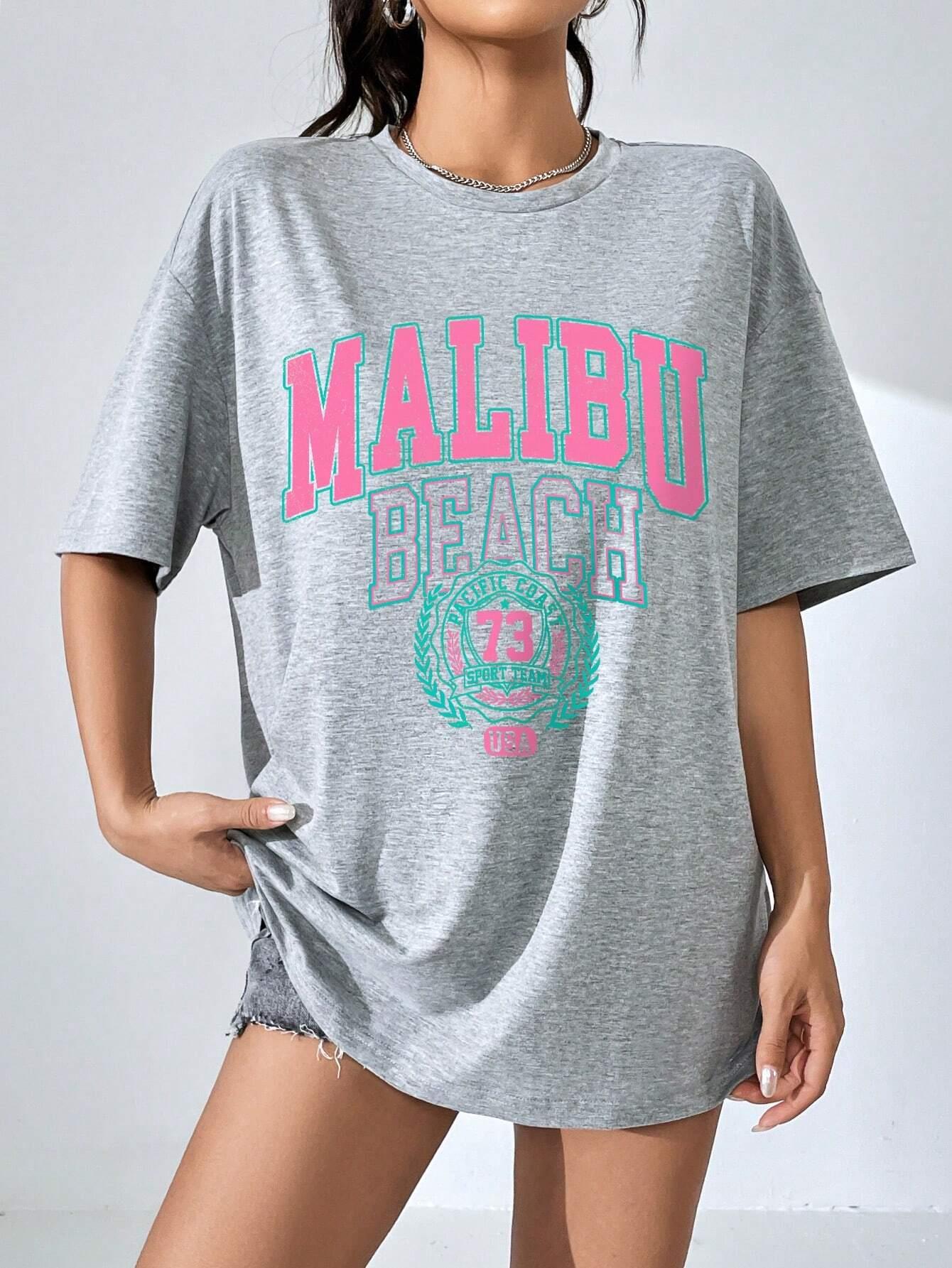 Malibu Beach Letter Print Prin - Streetwear Brand Shirts avis et prix