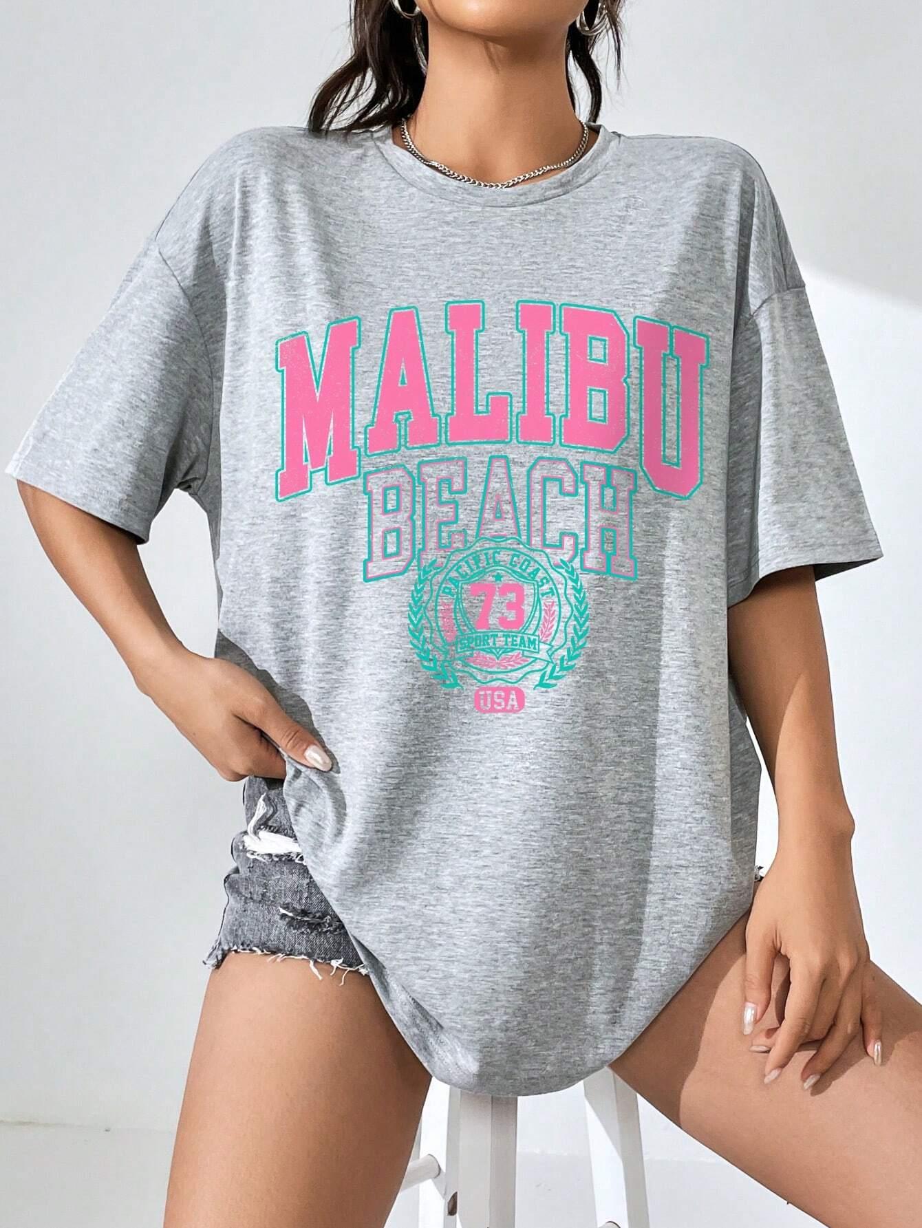 Malibu Beach Letter Print Prin - Streetwear Brand Shirts avis et prix