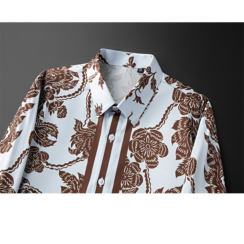 Brand Flower Printed Men's Shi - Streetwear Brand With Flowers avis et prix