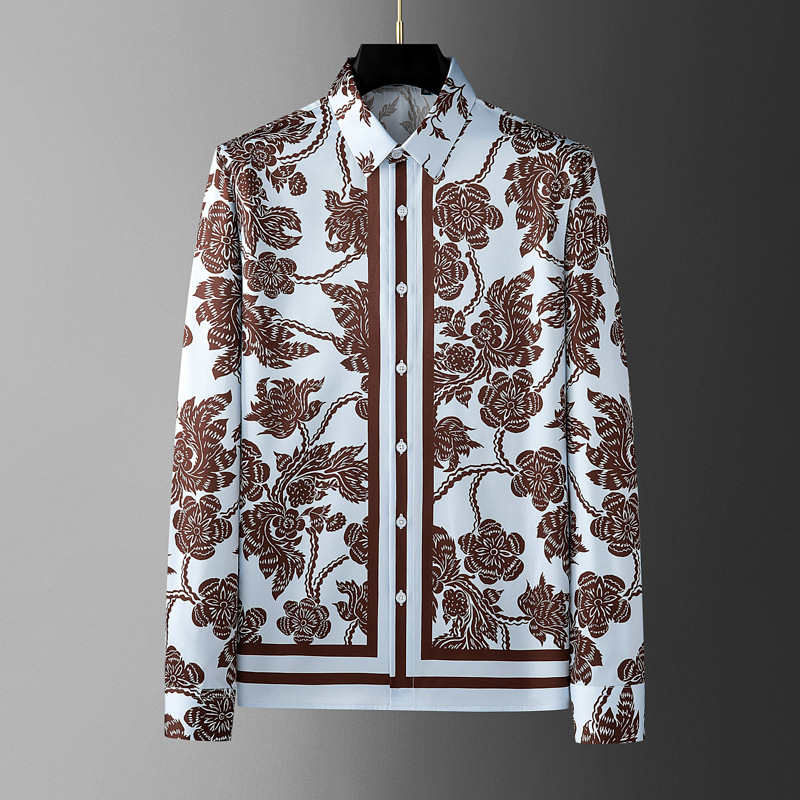 Brand Flower Printed Men's Shi - Streetwear Brand With Flowers avis et prix