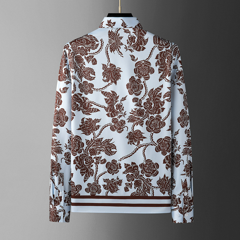 Brand Flower Printed Men's Shi - Streetwear Brand With Flowers avis et prix