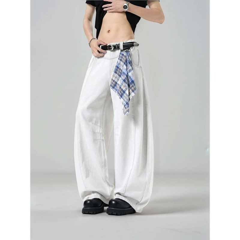 Men's Loose Wide Leg Plaid Pan - Streetwear Brand China avis et prix